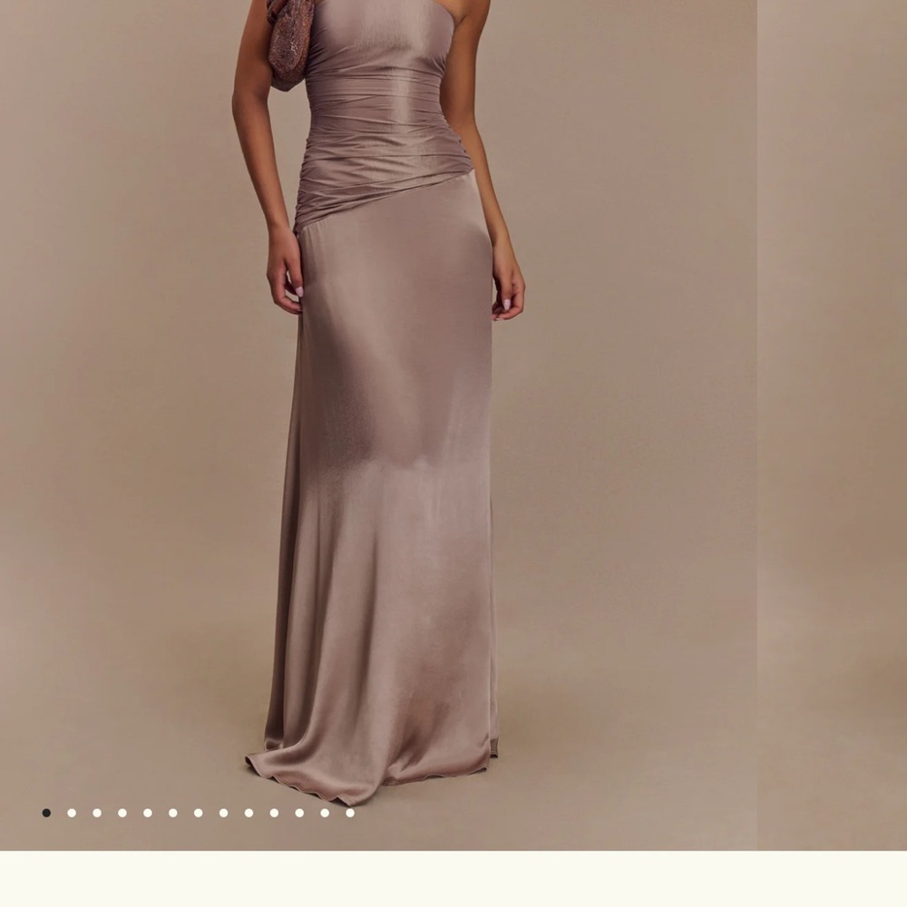 Meshki One Shoulder Dress in Taupe